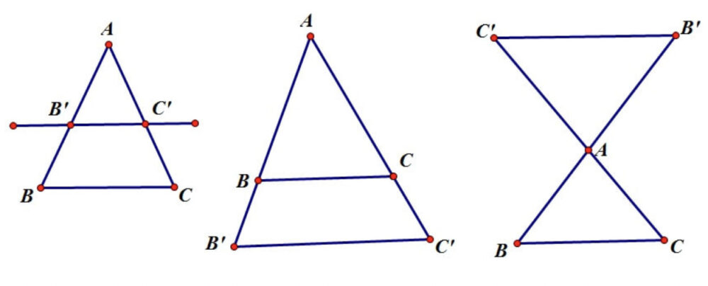 Hình minh họa định lý Ta lét đảo trong tam giác 