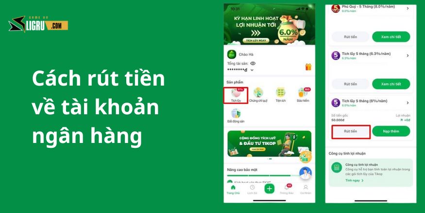 Cách rút tiền về tài khoản ngân hàng